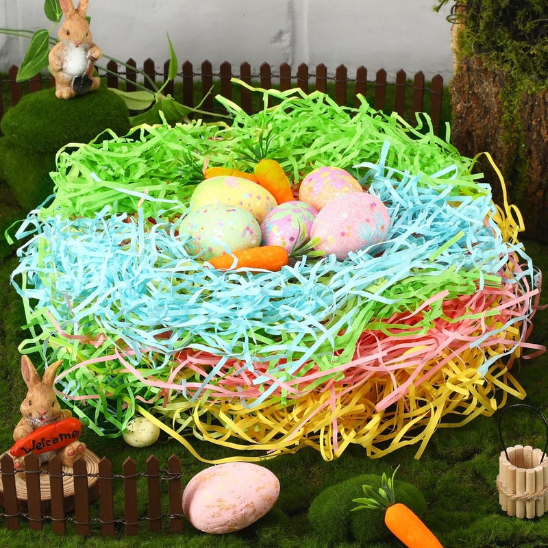 MARFOREVER 200g Easter Grass Basket Filler Easter Green Grass, Green Raffia Recyclable Shredded Paper Grass for Happy Party Favors Decorations Gift Wrapping Stuffers 7oz - Image 2